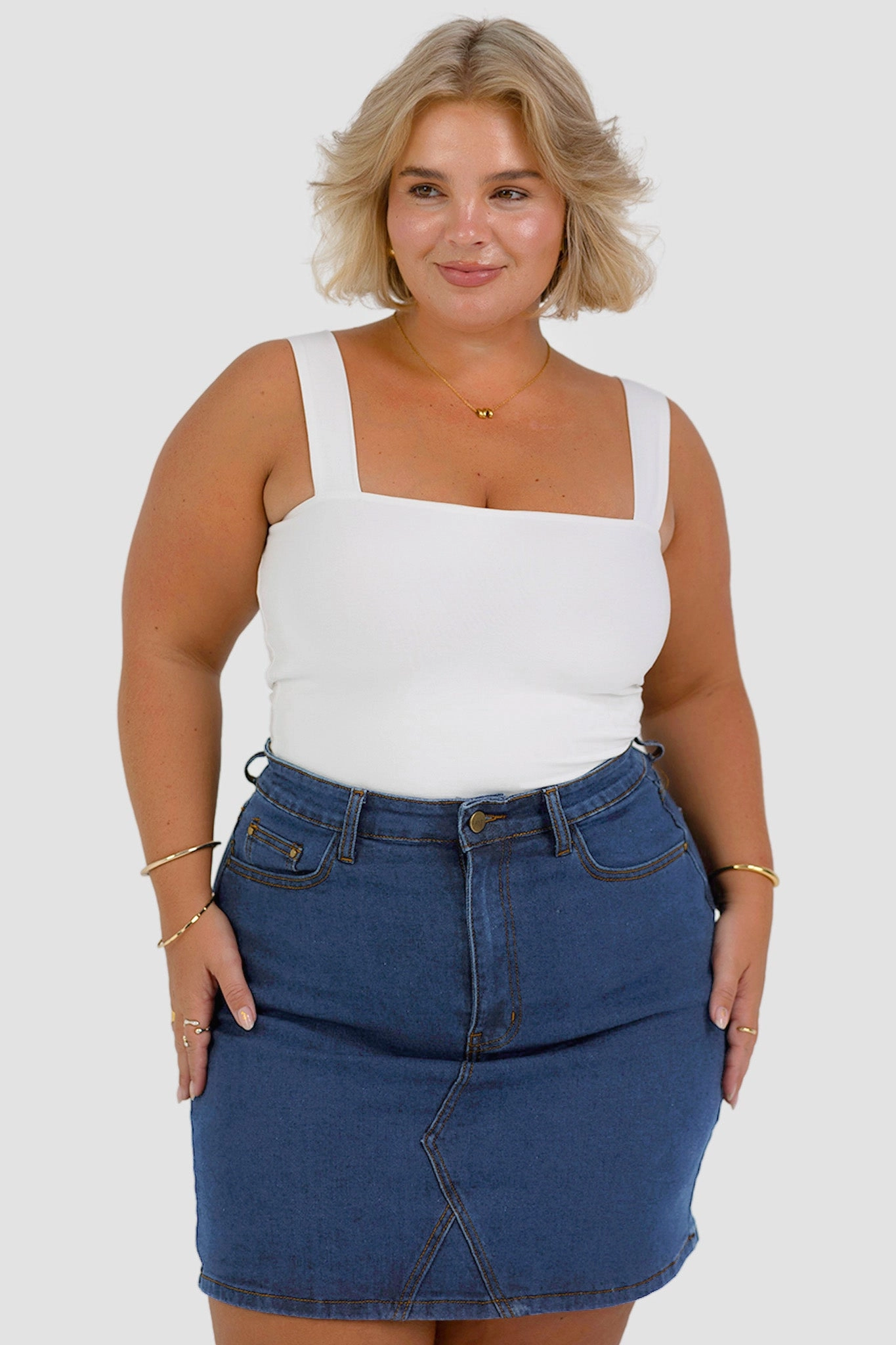 TAYO DENIM SKIRT DEEP BLUE Pure Vibes
