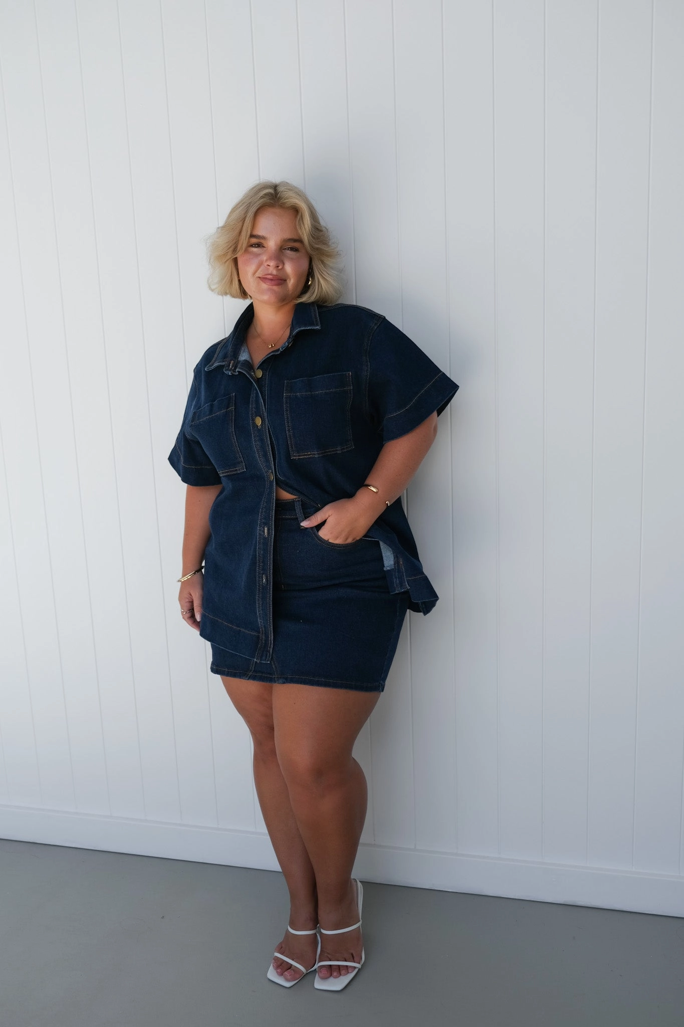 Structured Shape Playful Vibe TAYO DENIM SKIRT MIDNIGHT BLUE