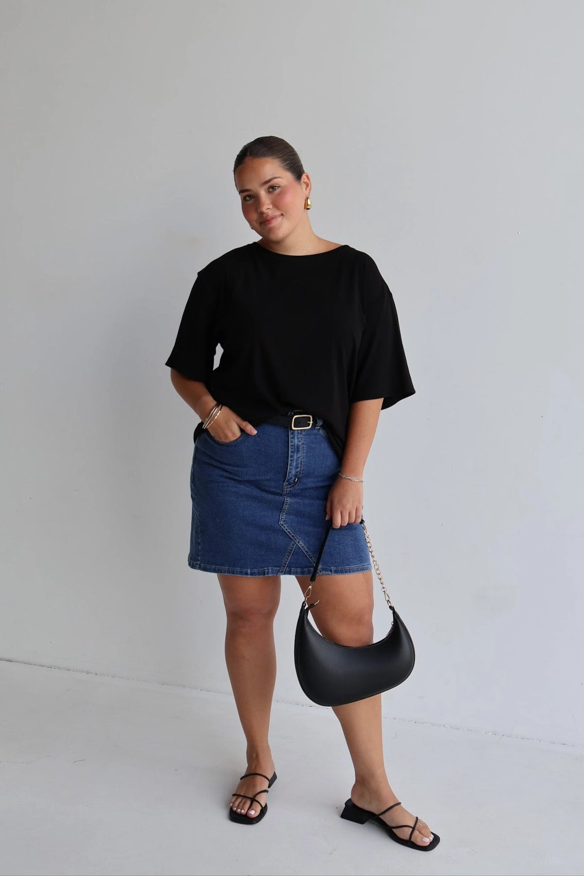 Hidden Zipper TAYO DENIM SKIRT MIDNIGHT BLUE