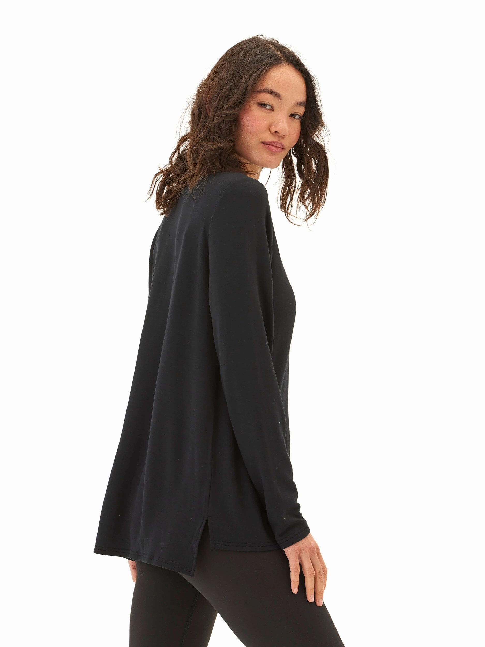 Teagan Feather Fleece Step-Hem Tunic City Walking Style
