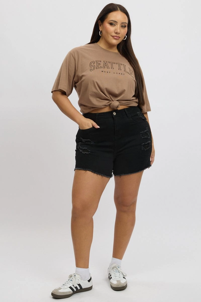 Black Skinny Shorts High Rise Outdoor Performance Flexible Stretch Waist