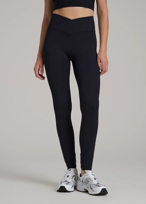 Flex Fit Fade Resistant For Kids Balance Cross Over Leggings for Tall Women in Black