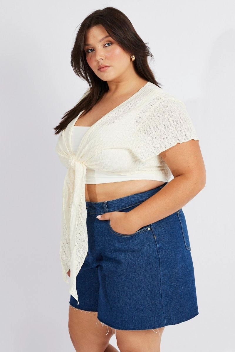 Beige Tie Up Cardigan Ruffle Sleeve Buttery Soft Handfeel Active Wear