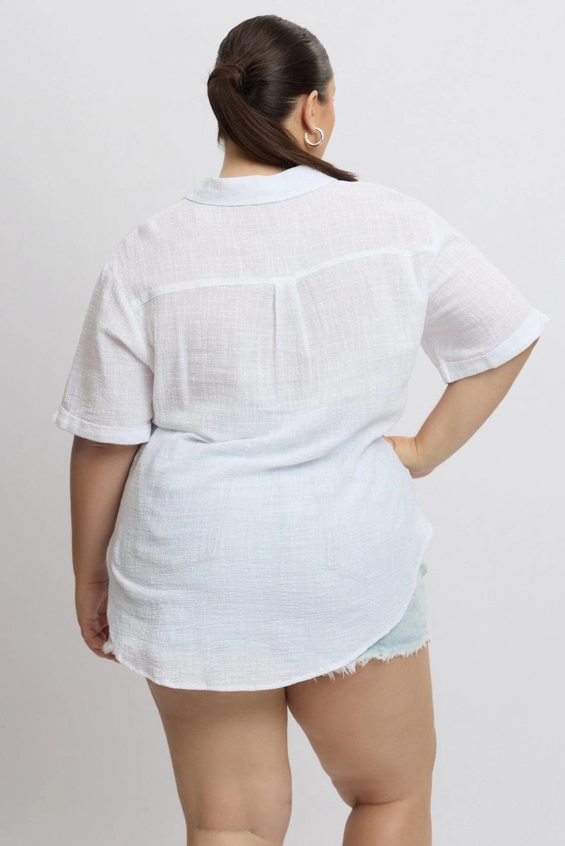 Fashion Choice White Relaxed Shirt Short Sleeve Pocket