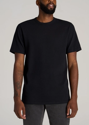 LJ&S Heavyweight RELAXED-FIT Tall Tee in Vintage Black BoxyCrop SeamlessConstruction