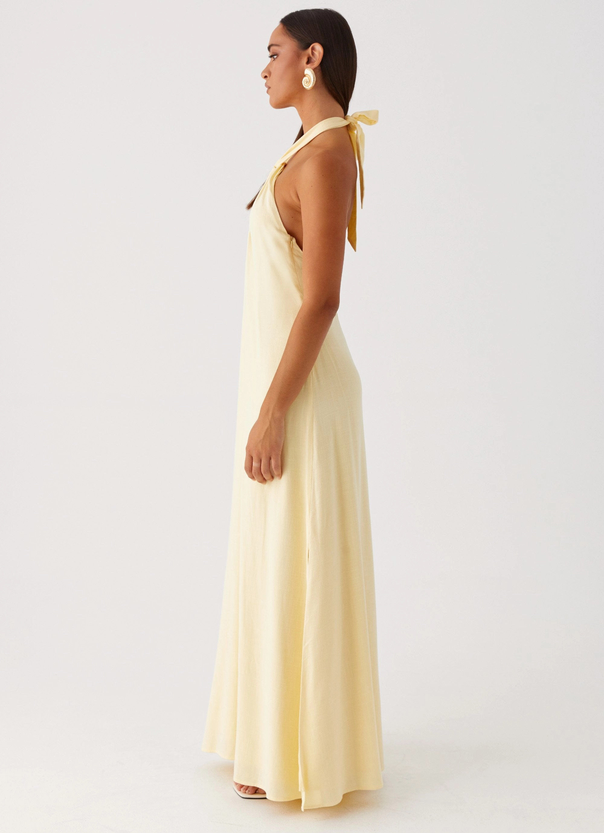 Linen Soft Relaxing Style Golden Child Linen Maxi Dress - Yellow