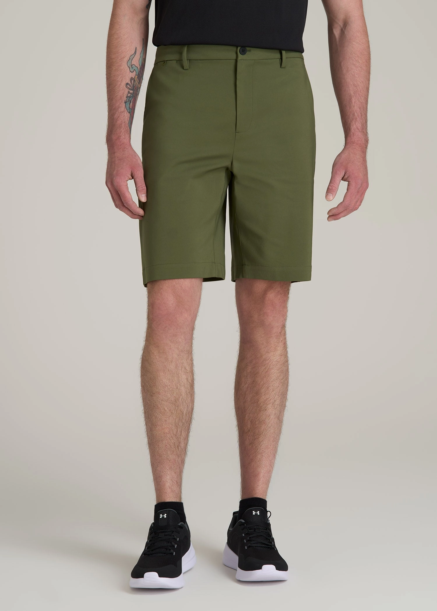 Tech Chino Shorts for Tall Men in Bright Olive Mood Casual Cycling shorts