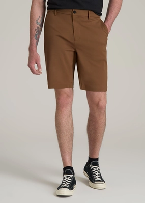Tech Chino Shorts for Tall Men in Nutshell Slim Look