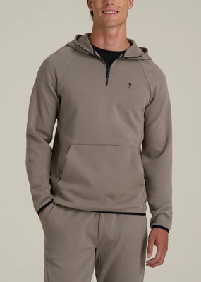 Tech Motion Fleece Hooded Popover for Tall Men in Portobello Yoga Friendly