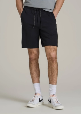 Comfy Active Wear Stylish Comfort Tech Motion Fleece Shorts for Tall Men in Black