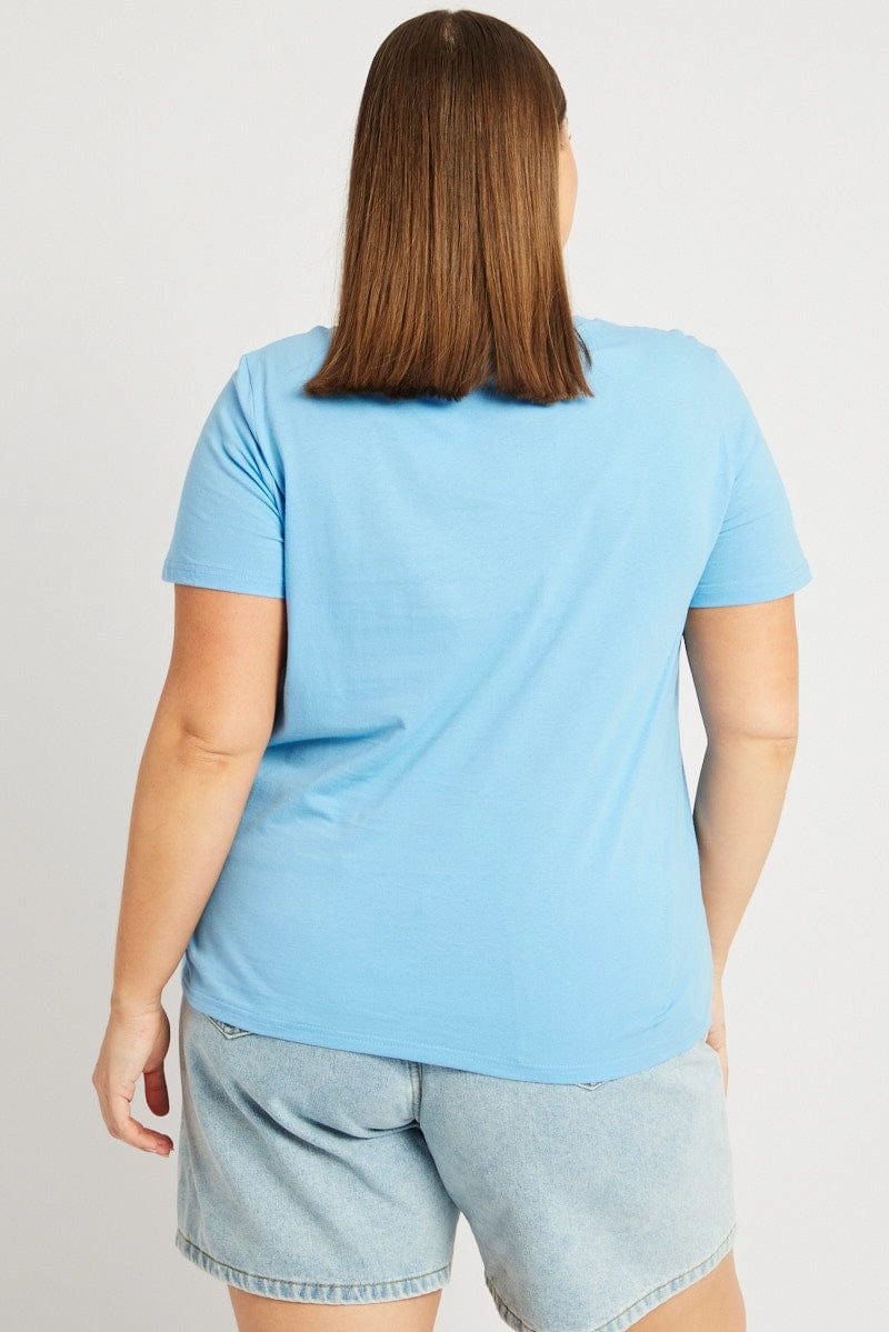 Blue Graphic T Shirt Short Sleeve Crew Neck Quick Fit Design Daily Casual