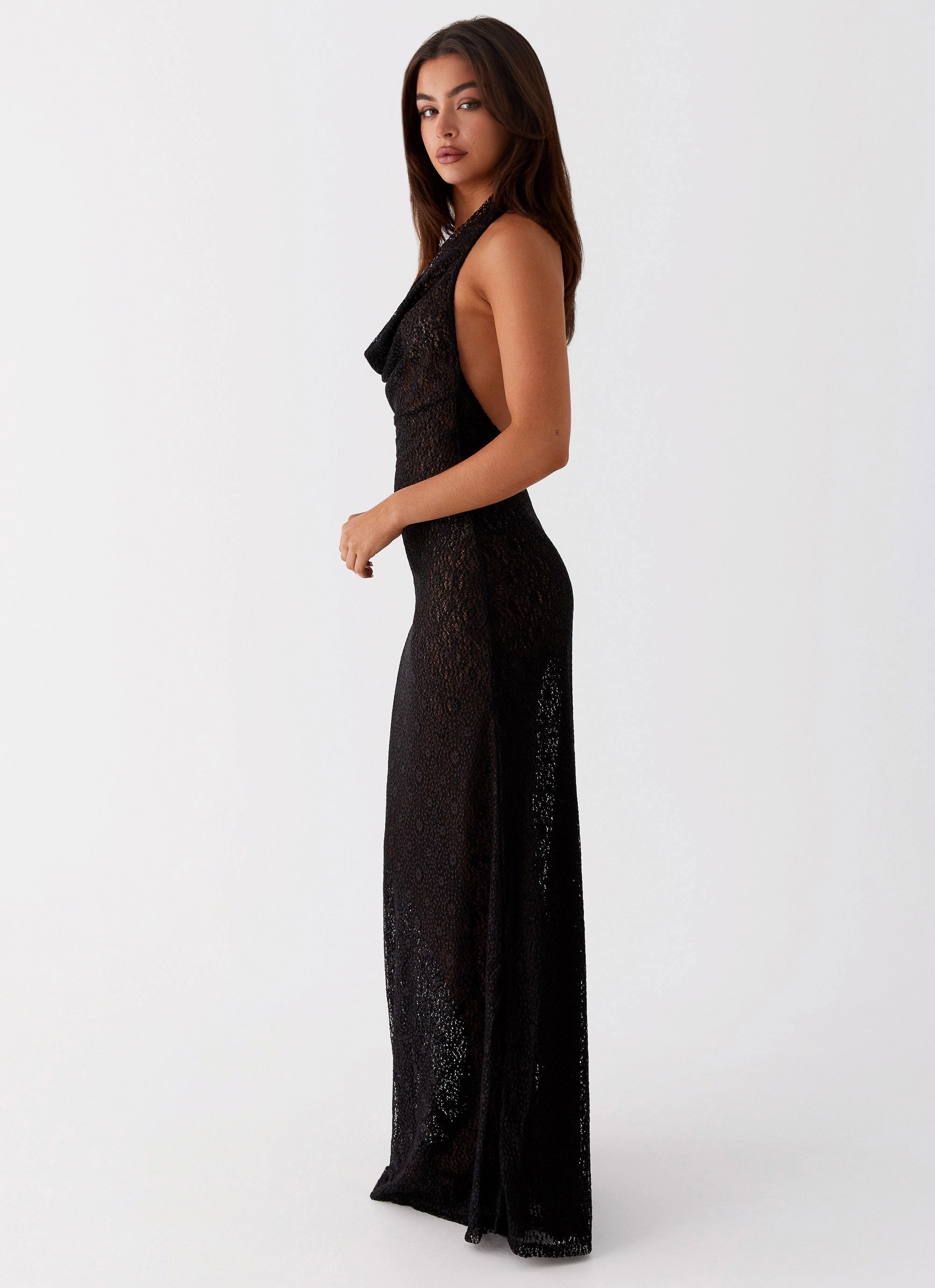 Work Ready Tempest Cowl Neck Maxi Dress - Black