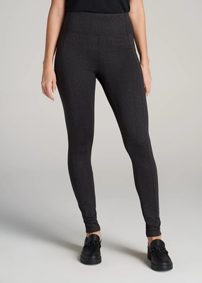 Eco Friendly Tall Fit Textured Back Pocket Women's Tall Leggings in Black Charcoal Jacquard