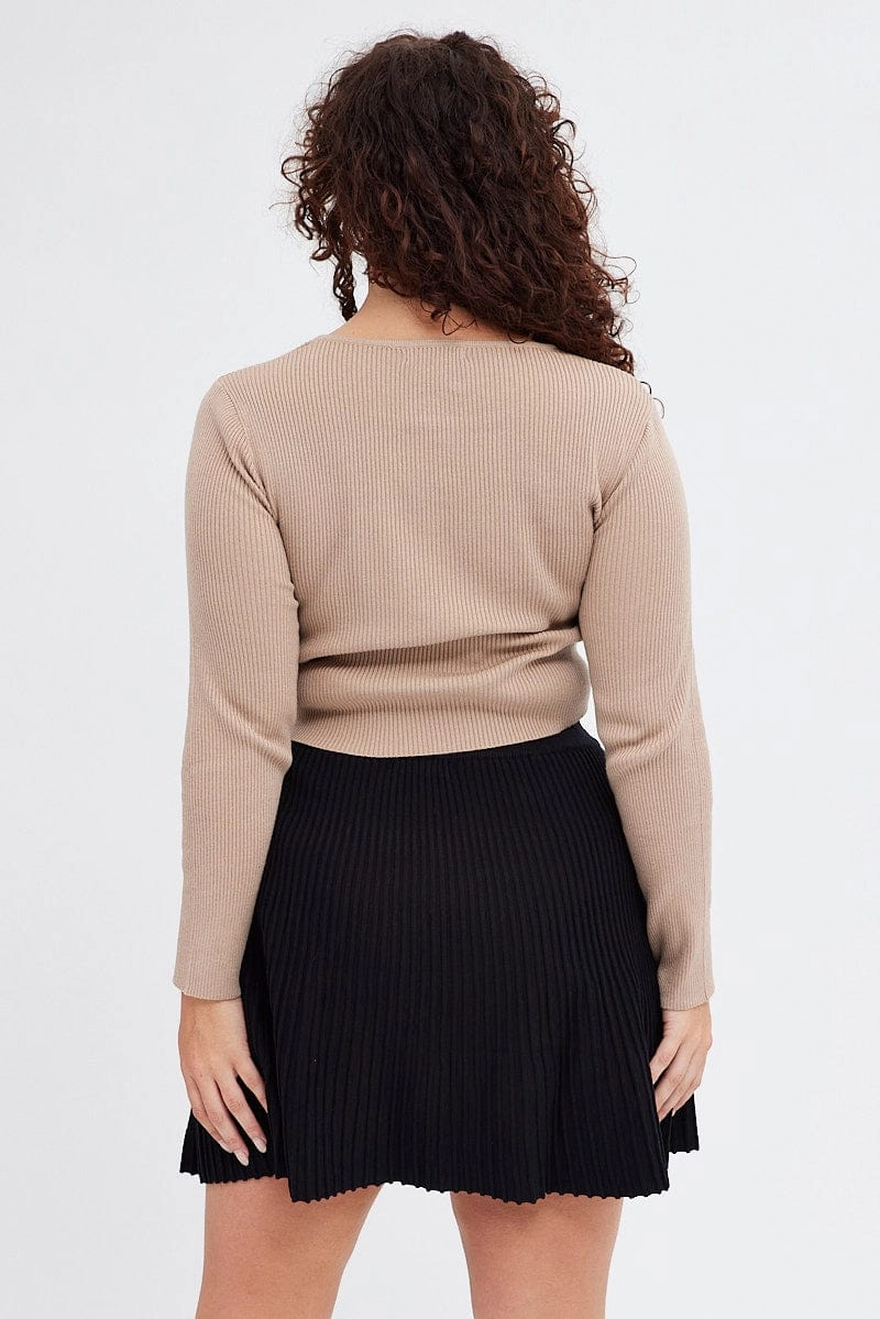 Laser Cut Edges Sustainable Innovation Black Knee Skirt Knit Flare