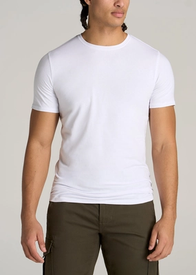 Fashionable Shirt AntiOdorTreatment The Essential SLIM-FIT Crewneck Tee for Tall Men in White
