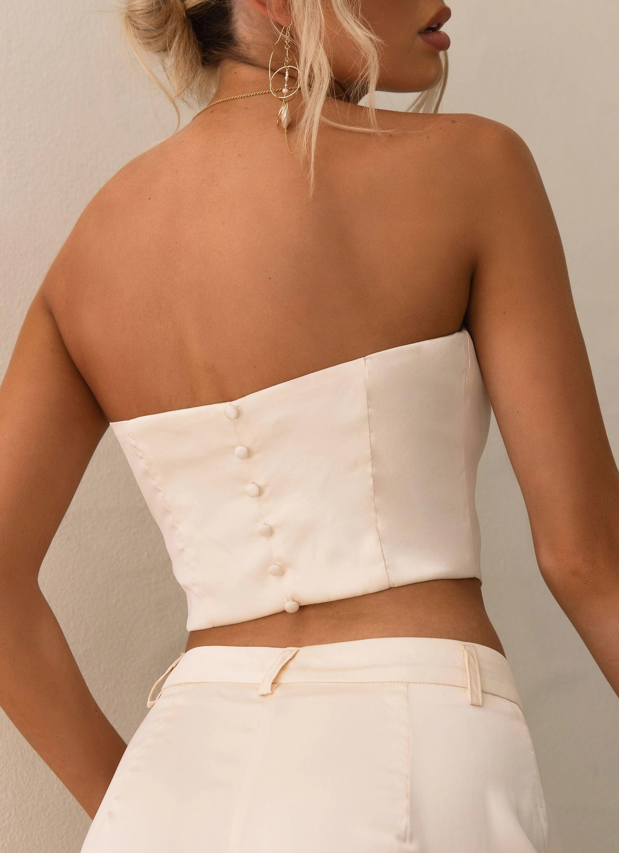 Casual Vibes Live Soft The Real Thing Bustier Top - Pearl