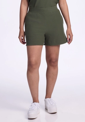 Maisey Ribbed Shorts - Green Meadow high waisted Adaptive Fit