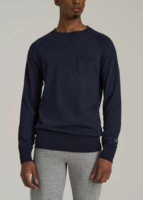 Wearever 2.0 French Terry Crewneck Sweatshirt for Tall Men in Evening Blue comfortable top