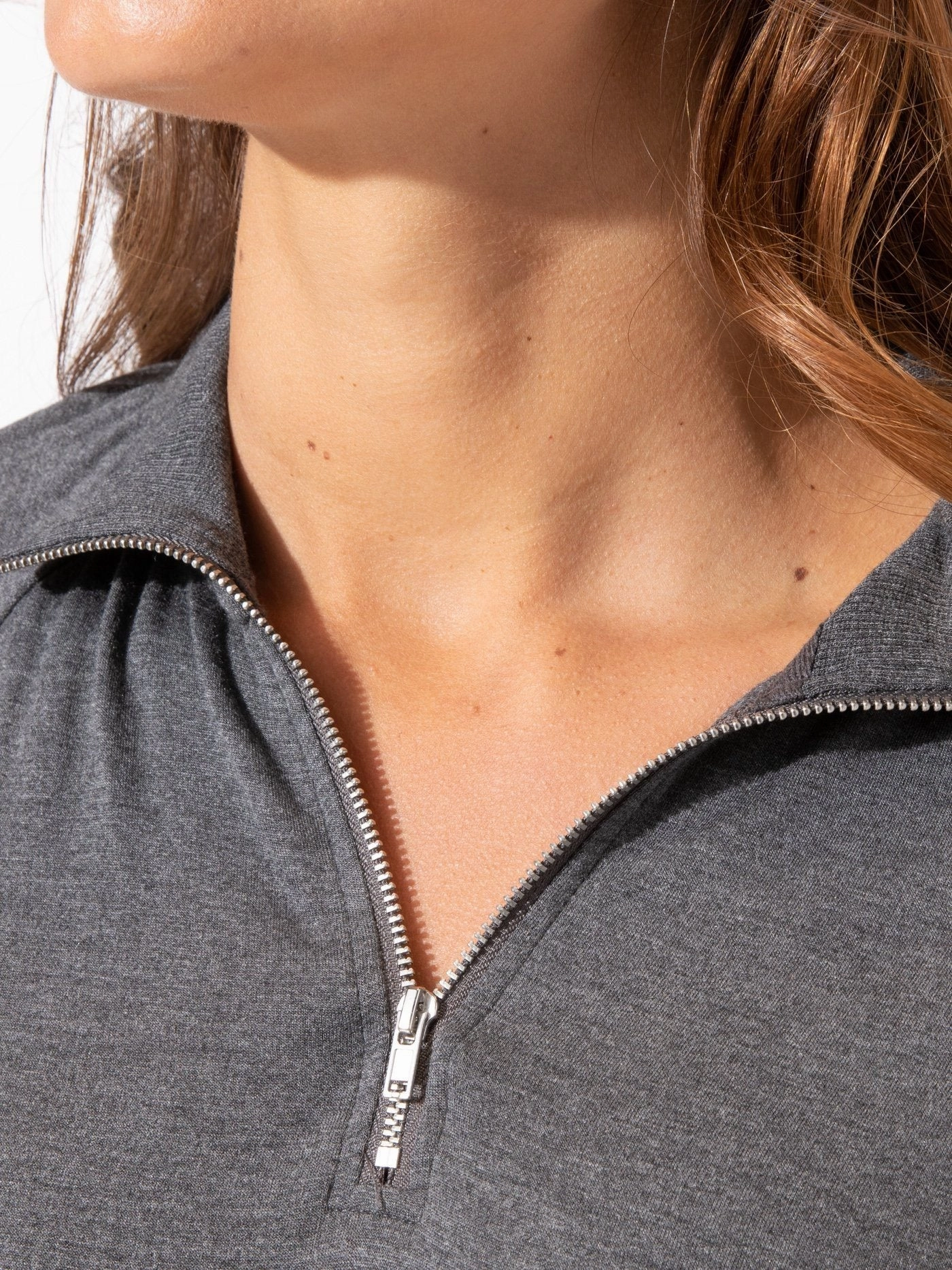 Ruka Feather Fleece 1/4 Zip Pullover Ergonomic Shoulder Cut Bonded Closure Mechanism