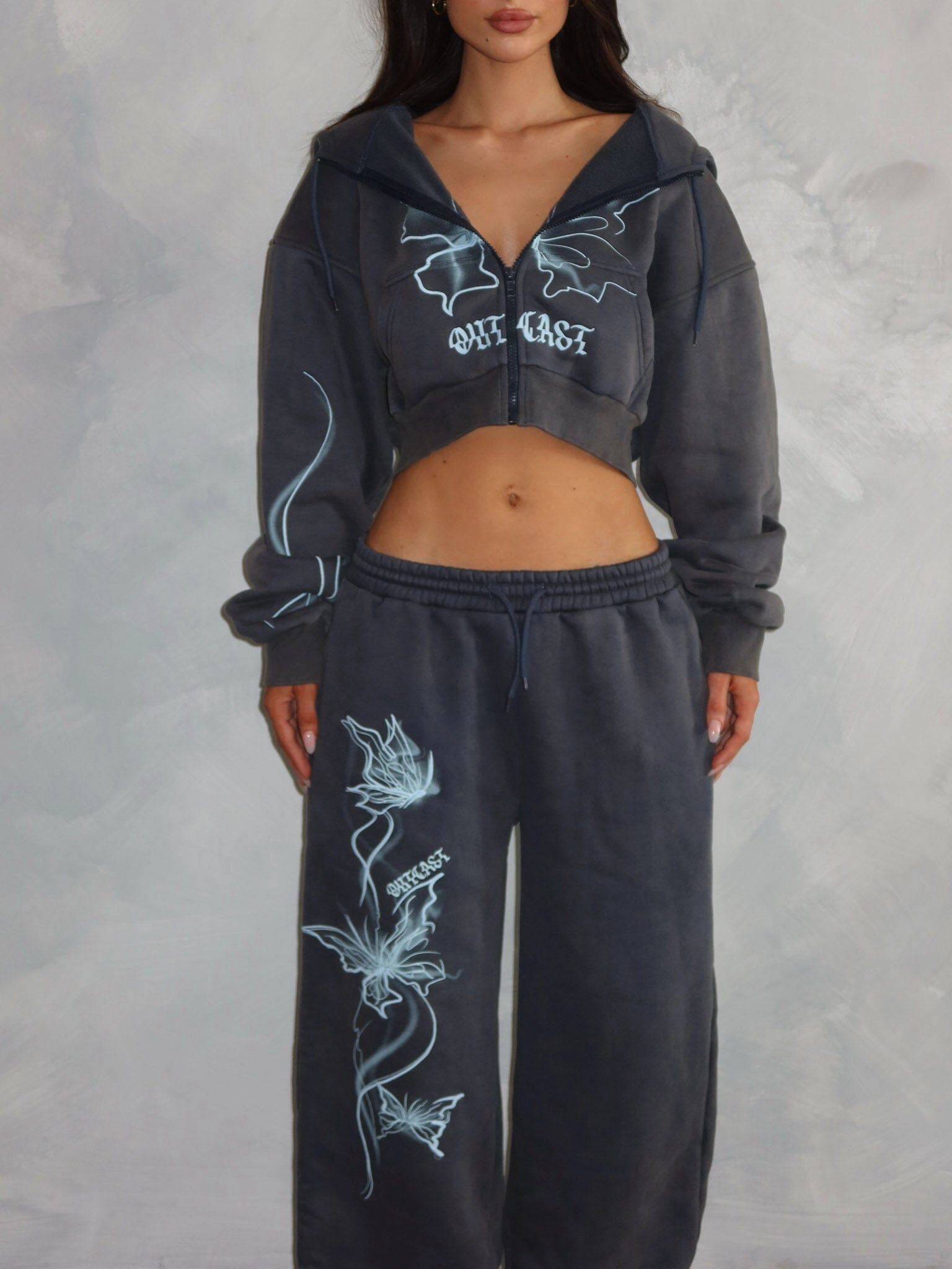 NYA CROPPED HOODIE VINTAGE NAVY All Ground Stretch Material