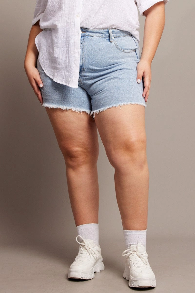 Denim Relaxed Shorts High Rise Pajamas TearResistantBuild