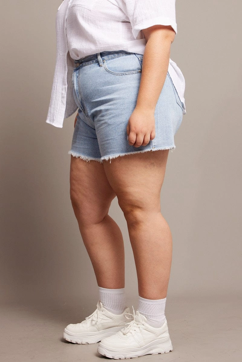 Anti-bacterial Denim Relaxed Shorts High Rise