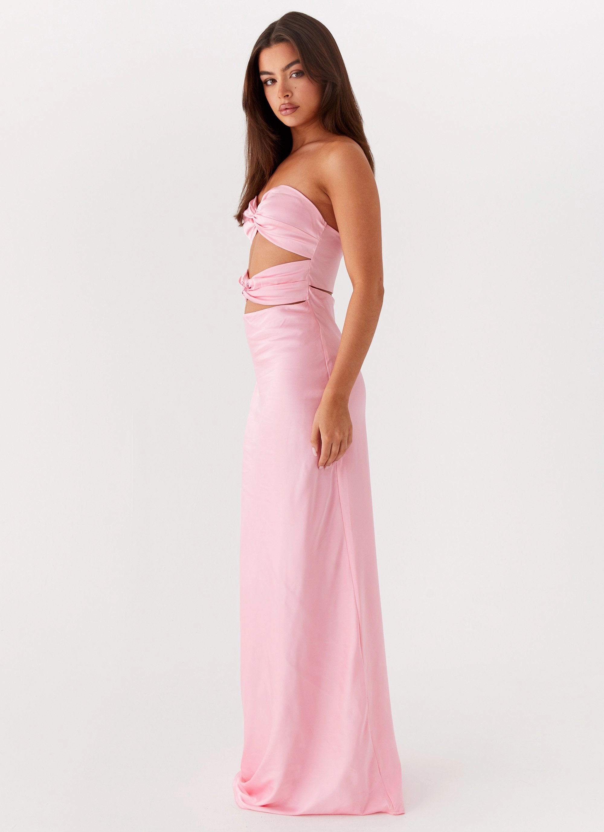 Urban Minimalism Refined Finish Tianna Strapless Maxi Dress - Pink