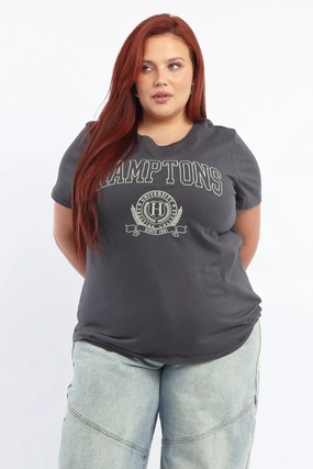 Minimalist Style Sporty Style Grey Graphic T Shirt Short Sleeve Crew Neck