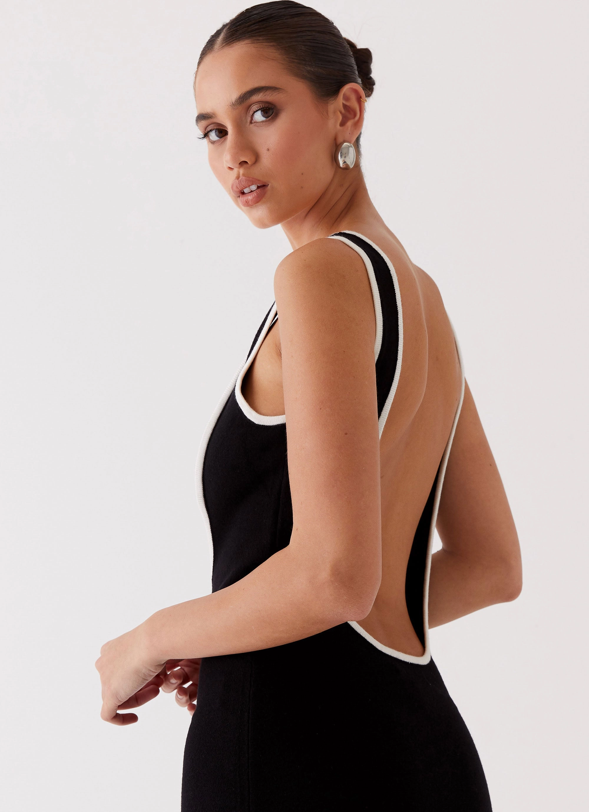 Lost In Paris Knit Maxi Dress - Black ElasticWaistband Casual Feel
