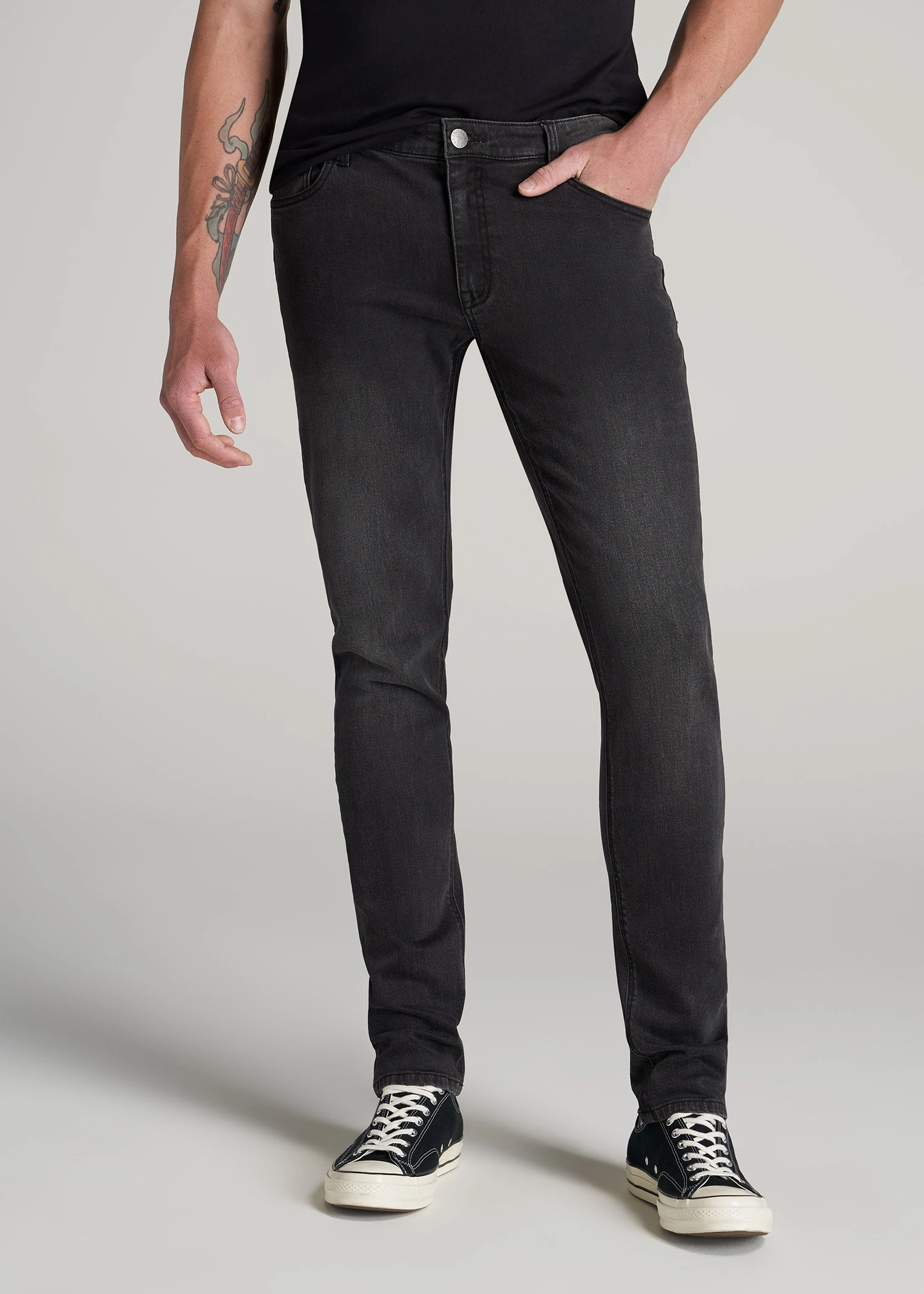 Travis SKINNY Jeans for Tall Men in Dark Smoke Stretch Soft Night Out Traveler Gear Stylish