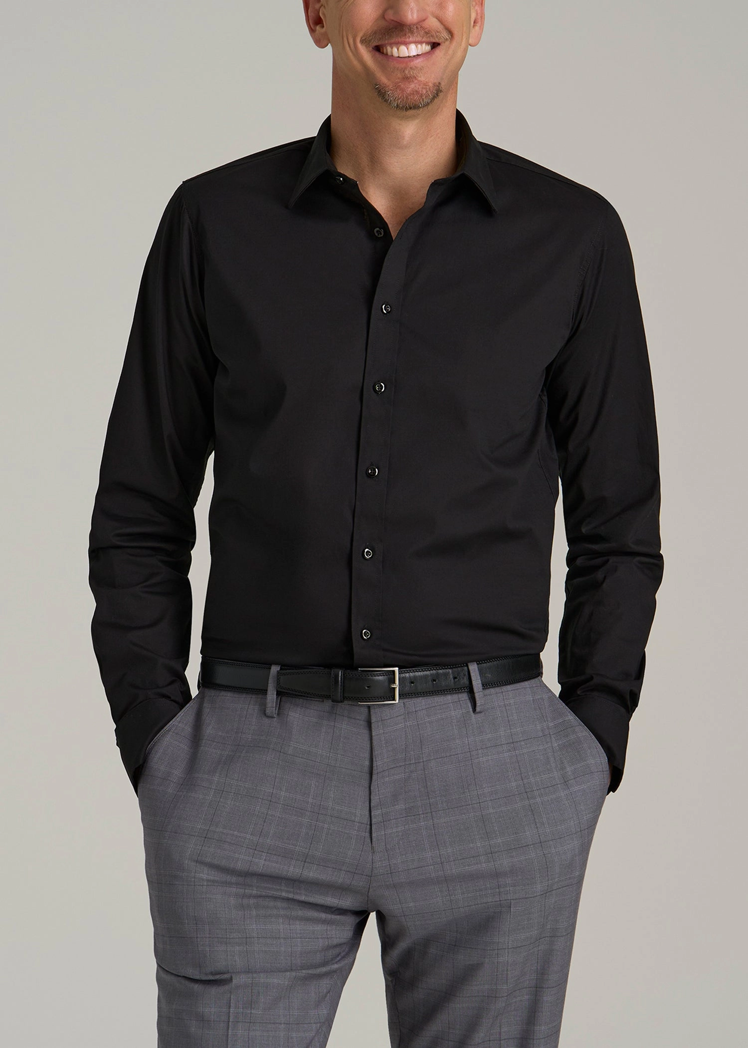 Oskar Button-Up Dress Shirt for Tall Men in Black CompressionSupportWeave Classic Hoodie