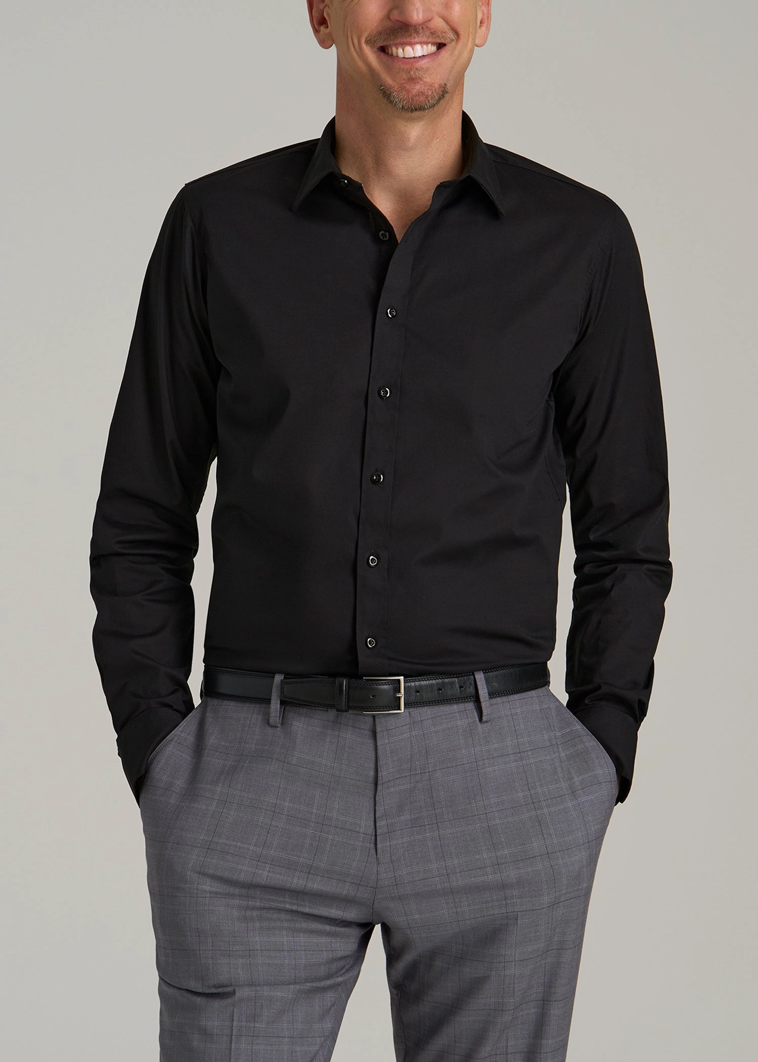 Relaxed Dress ResilientStretch Oskar Button-Up Dress Shirt for Tall Men in Black