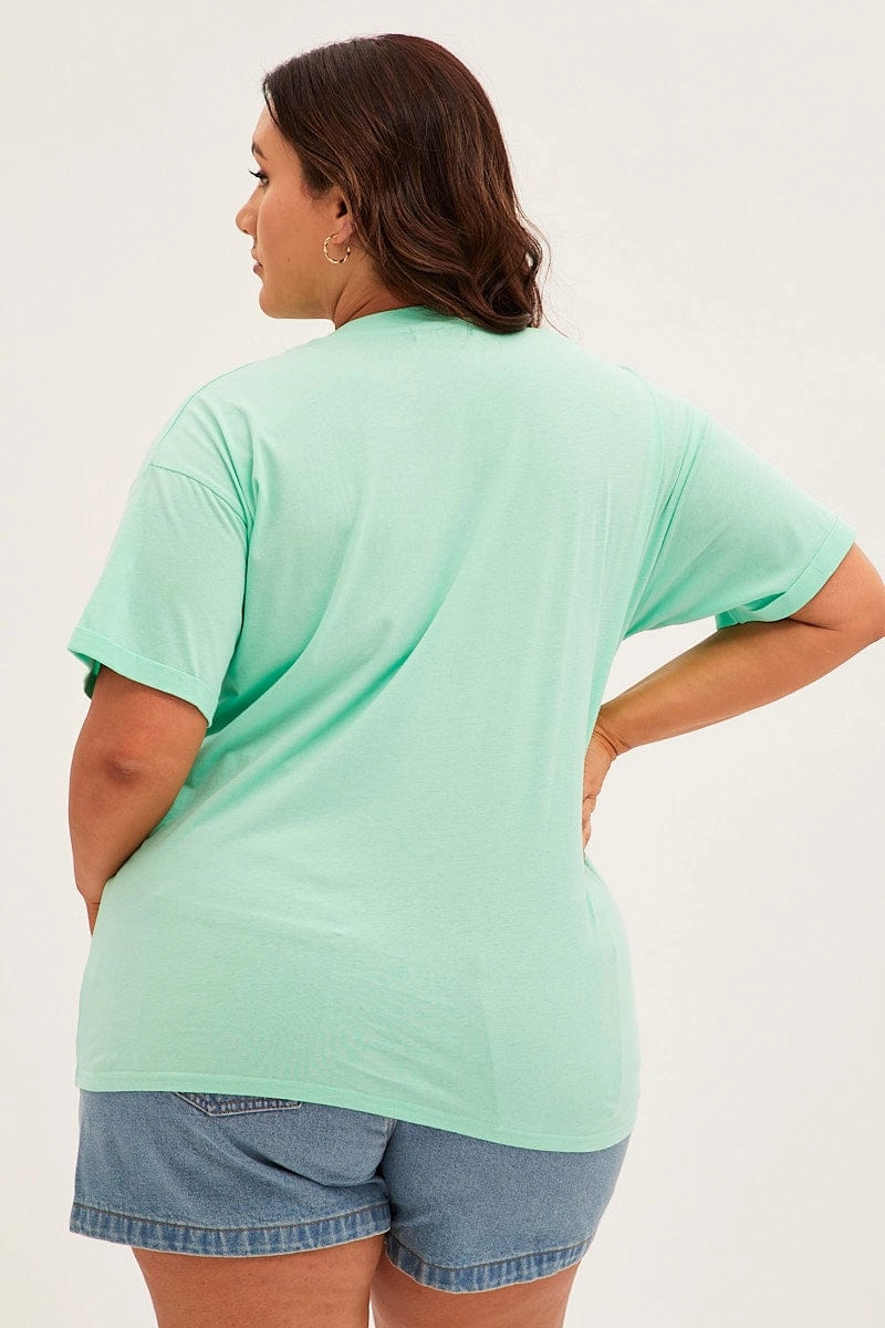 light layering Eco Friendly Material Green Graphic T-shirt Short Sleeve Oversized