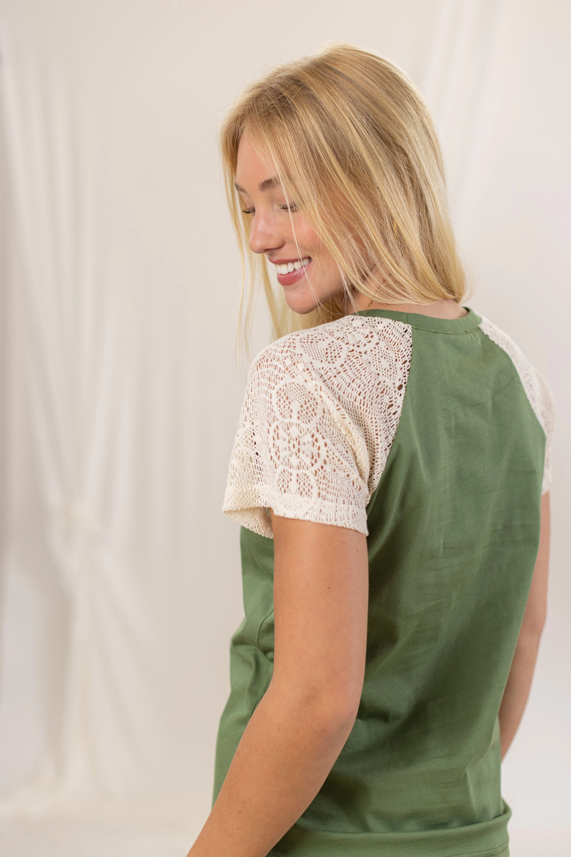 Flex Fit Shoulder Construction Durable Blend Top Alex Pine Green