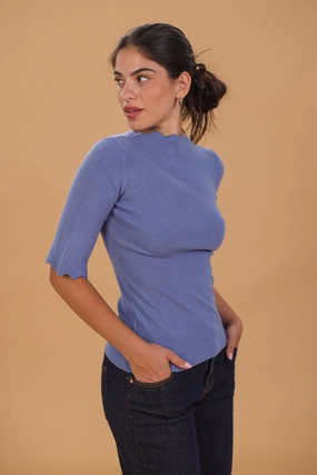 Top Freya Dusty Blue Organic Cotton Blend