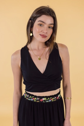 Compact Jacquard Weave Top Itzel Black