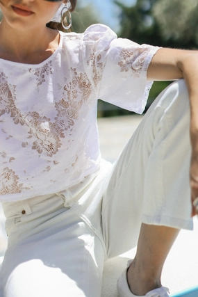 Top Mare White Lace Durable Reinforced Elbow Patches