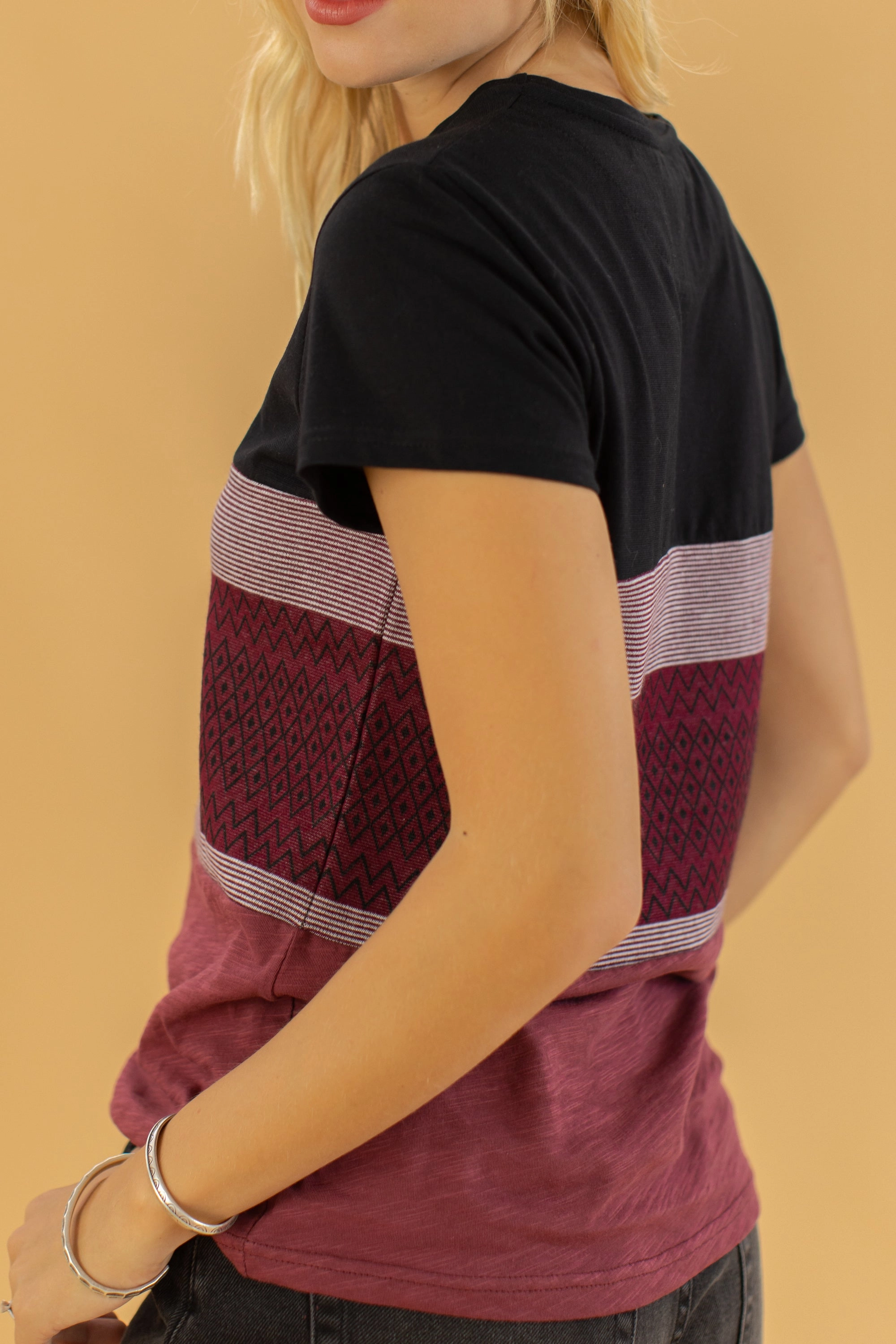 NonIrritating Seams Breathable Mesh Insert Top Mia Aztec Raspberry