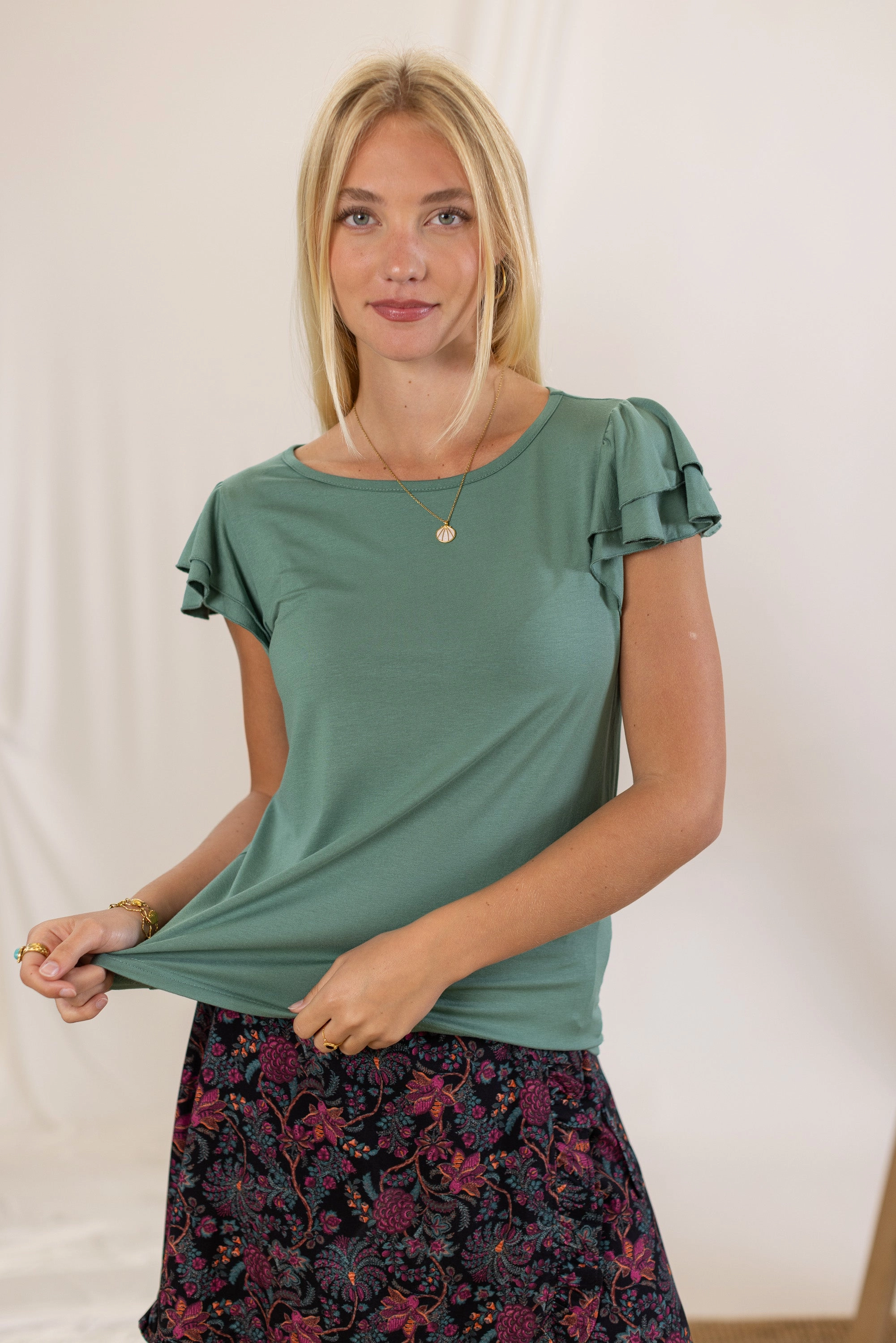 Loose Blouse Everyday Look Top Odile Dusty Green