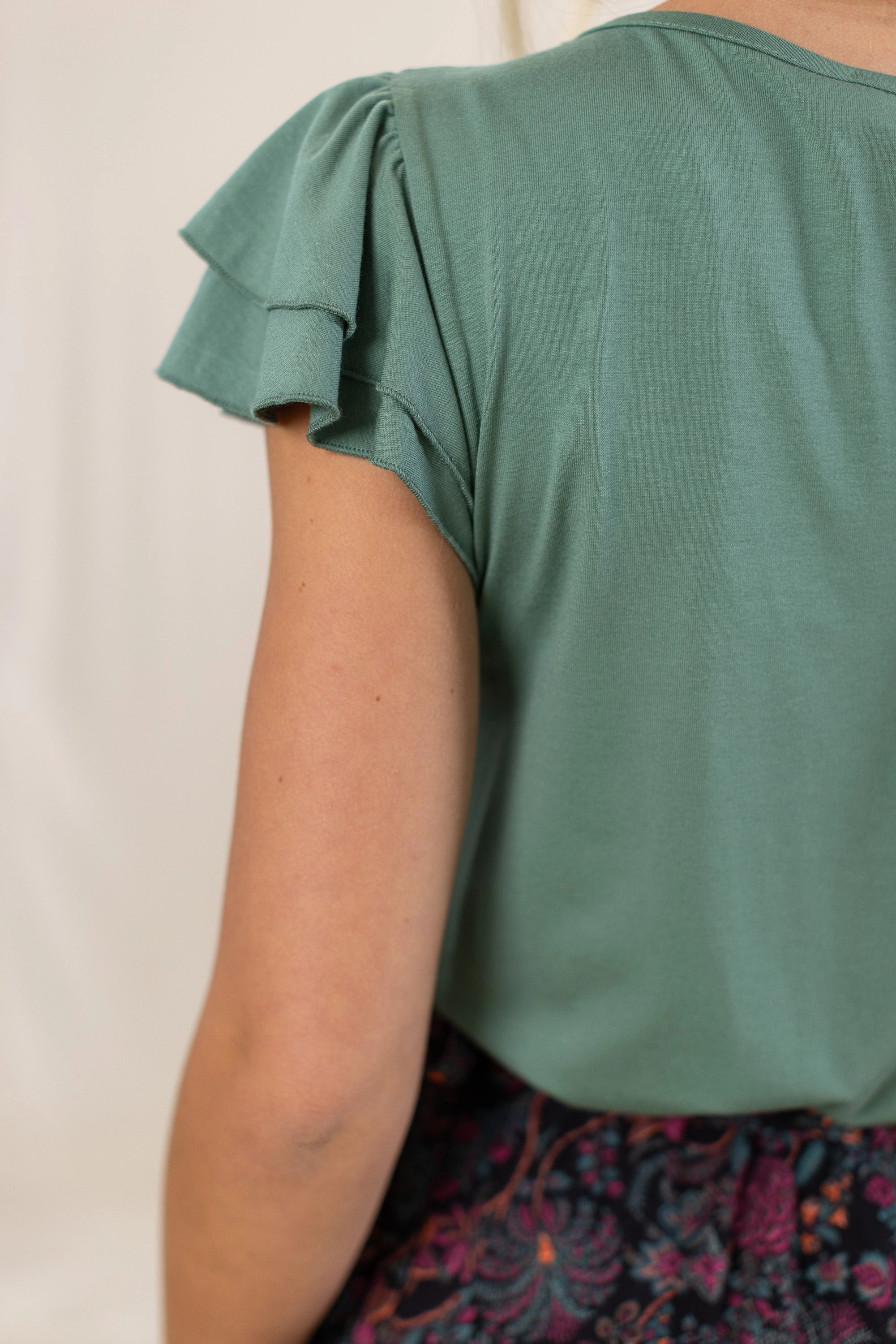 Reinforced Neckline Relaxed Dress Top Odile Dusty Green