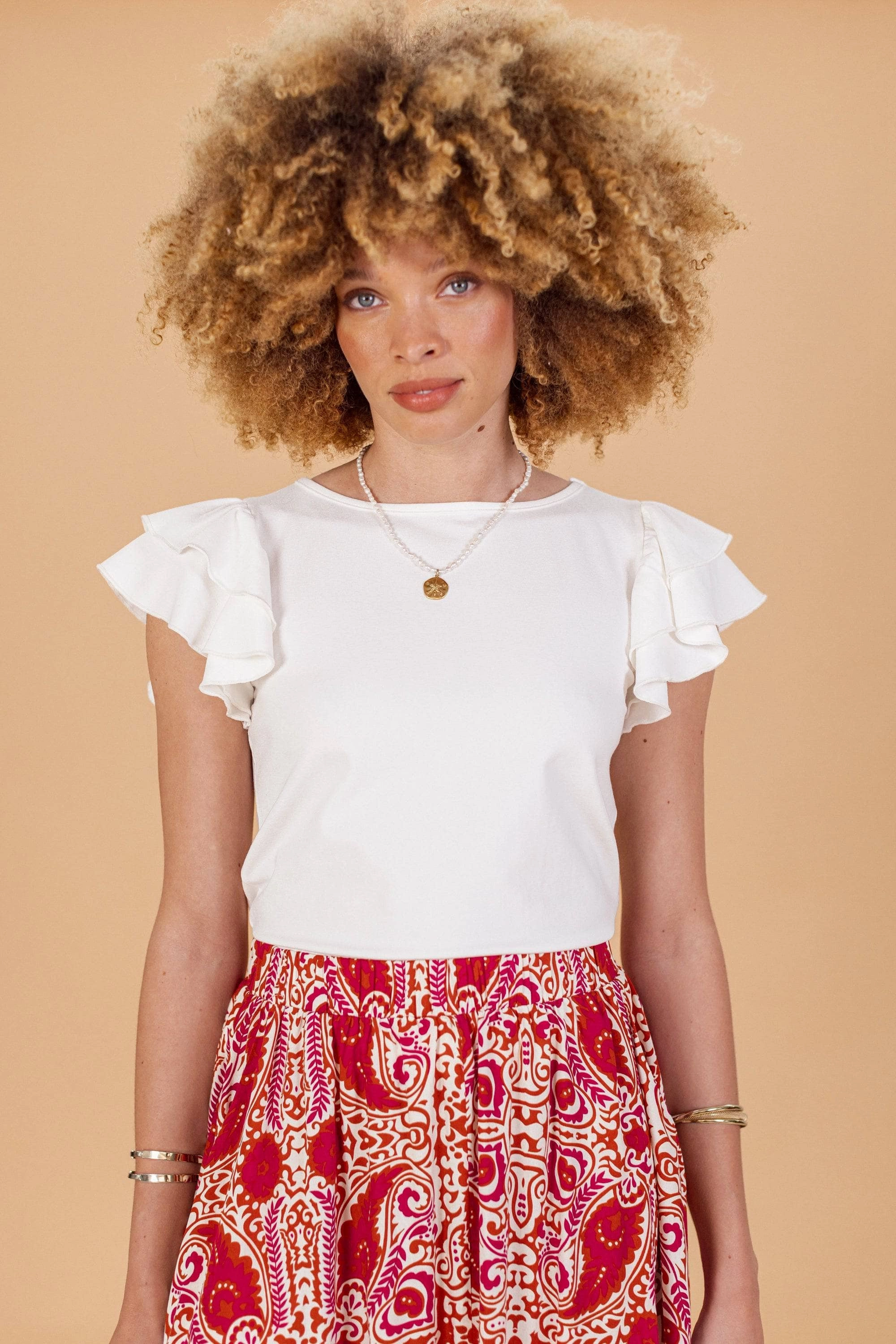 Rolled Hem Finish DoubleLayered Top Odile