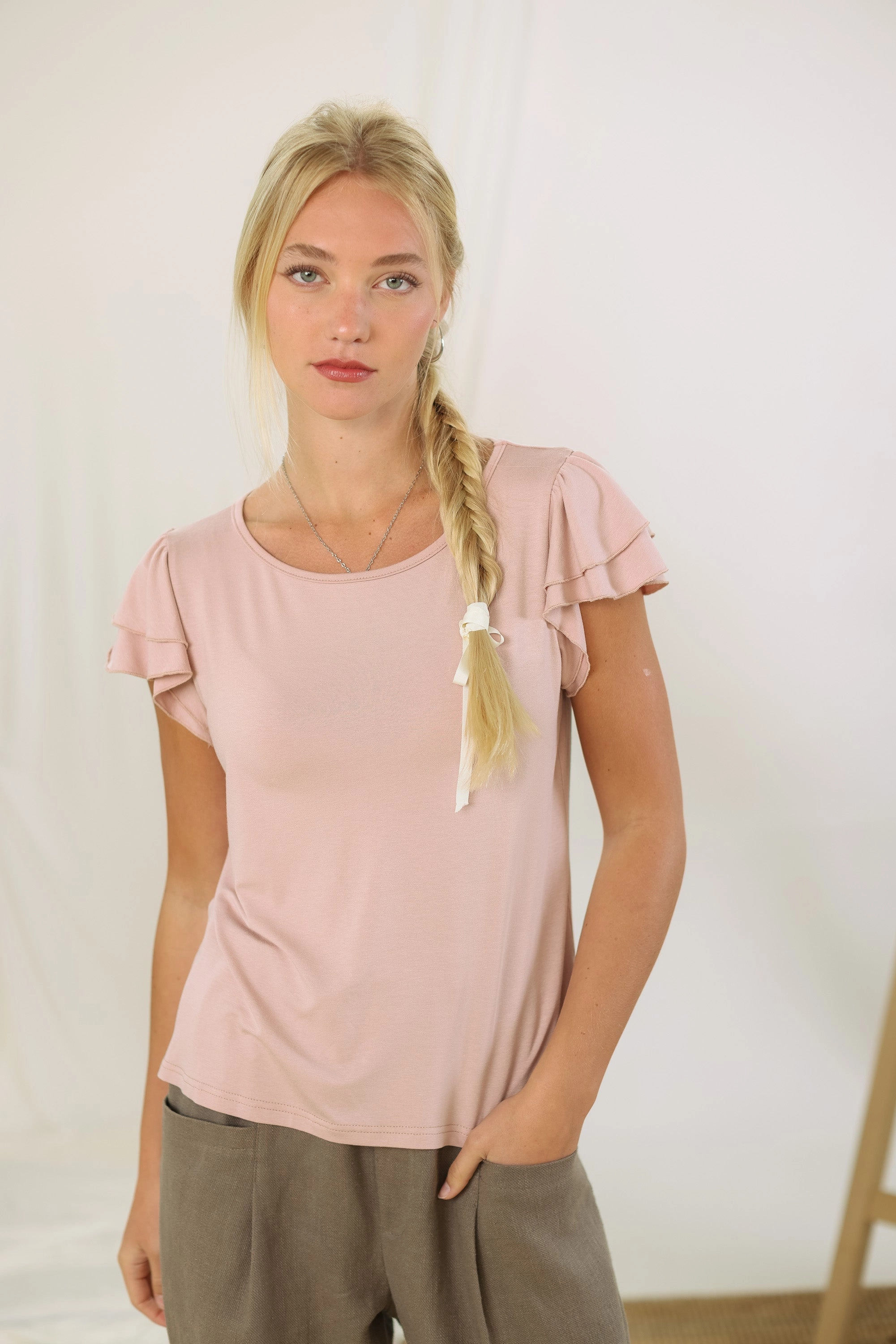 Tailored Seams Light material Top Odile Pink Nude