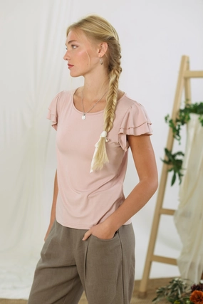 LowMaintenanceMaterial EcoFriendlyTexture Top Odile Pink Nude