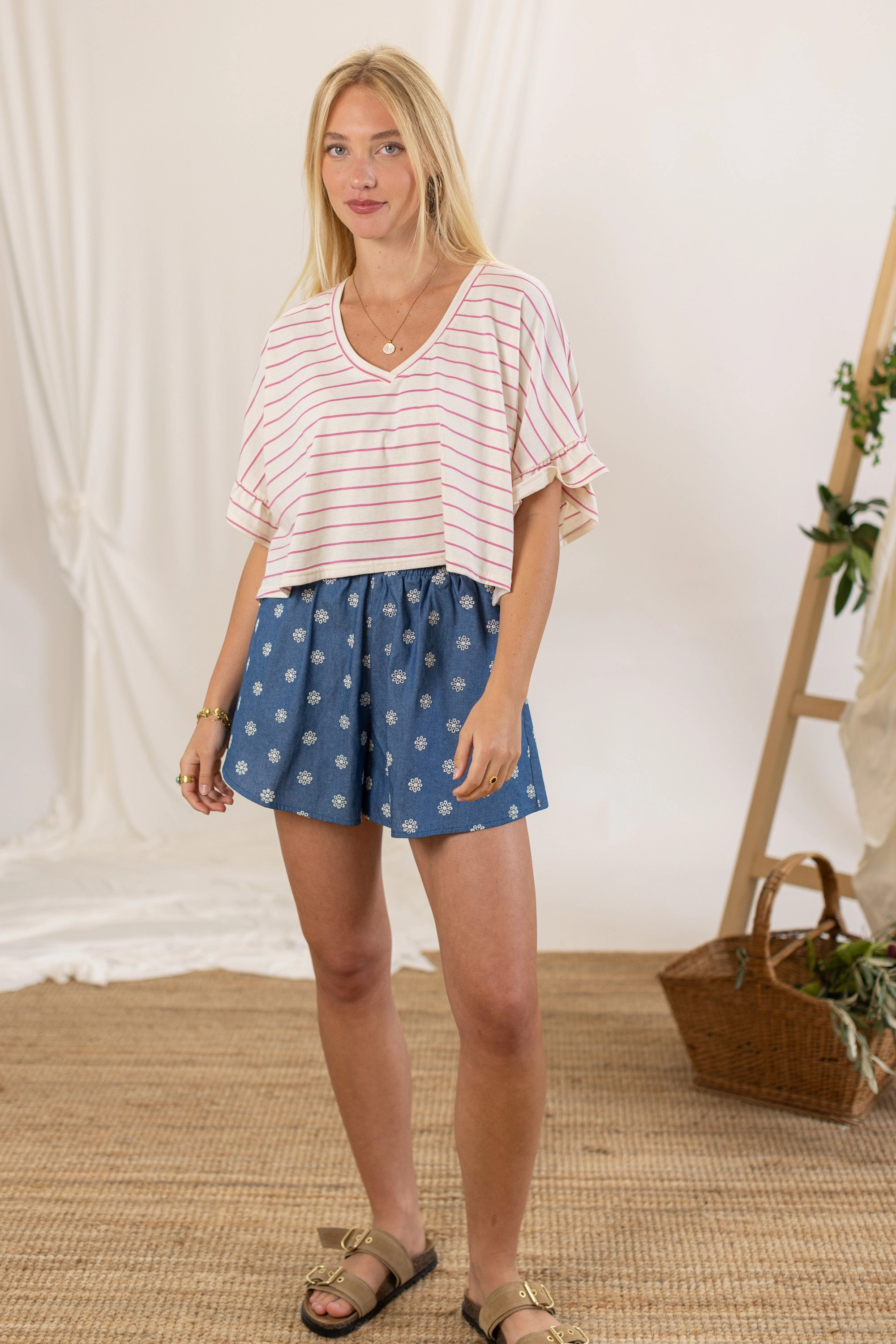 UV Protective Layer Top Rosienne Magenta Stripes