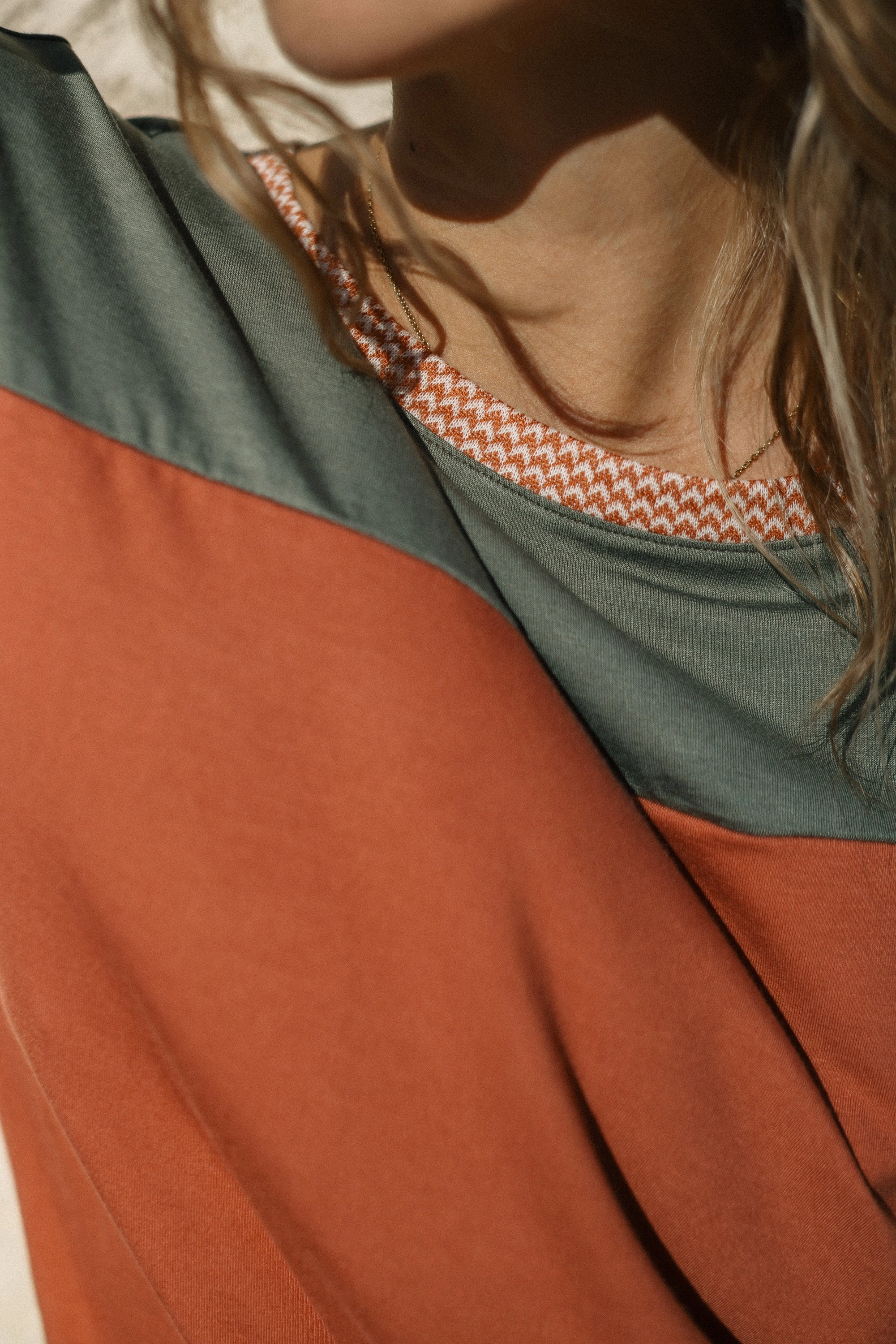 Top Squares Orange WrinkleFree Weave