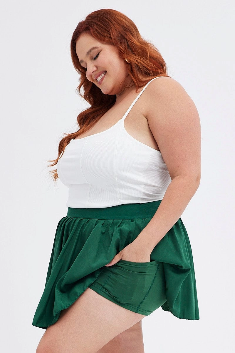 Green Mini Skirt Pleated Tennis With Shorts Underneath Convertible Style Outfit Mood