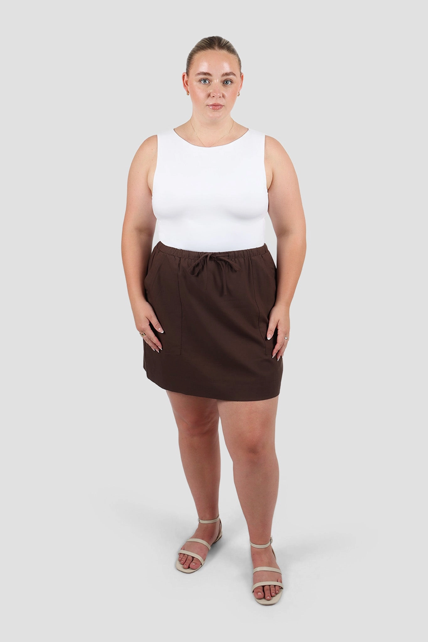 Layered Style Gathered waist TORIA SKIRT ESPRESSO