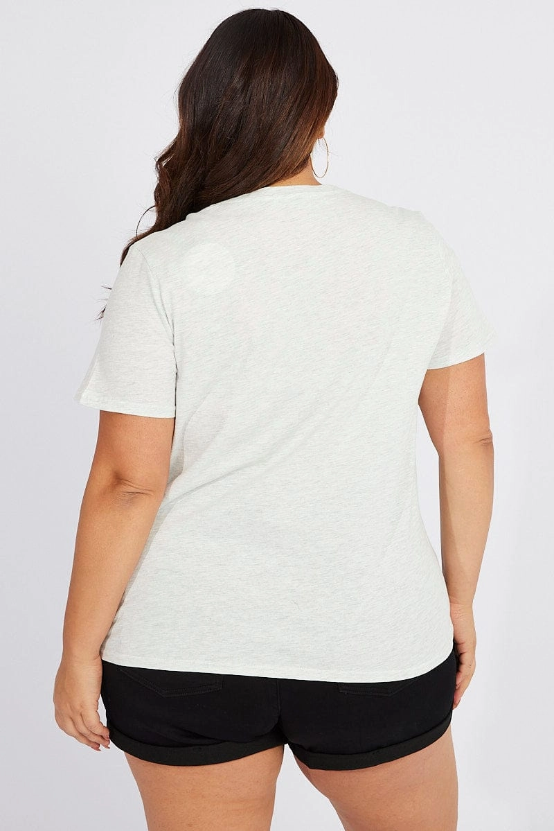 All-Season Comfort Holiday Style Grey Graphic T-shirt Short Sleeve Crew Neck