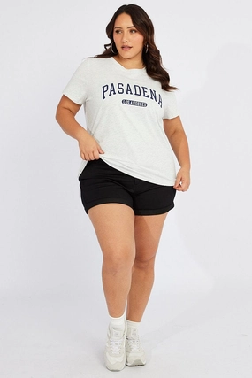 All-day Comfort Active Style Trend Grey Graphic T-shirt Short Sleeve Crew Neck