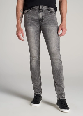 Travis SKINNY Jeans for Tall Men in Washed Faded Black Urban Explorer Picnic Style